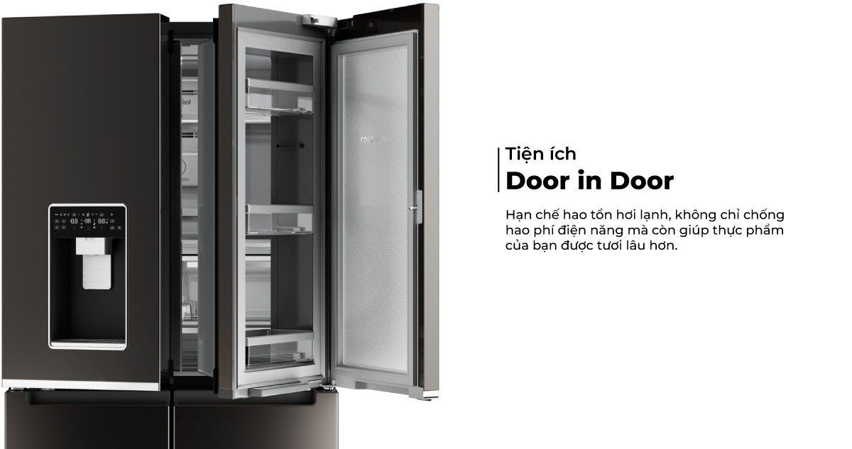 Thiết kế Door-in-Door hạn chế thất thoát hơi lạnh mỗi khi mở tủ
