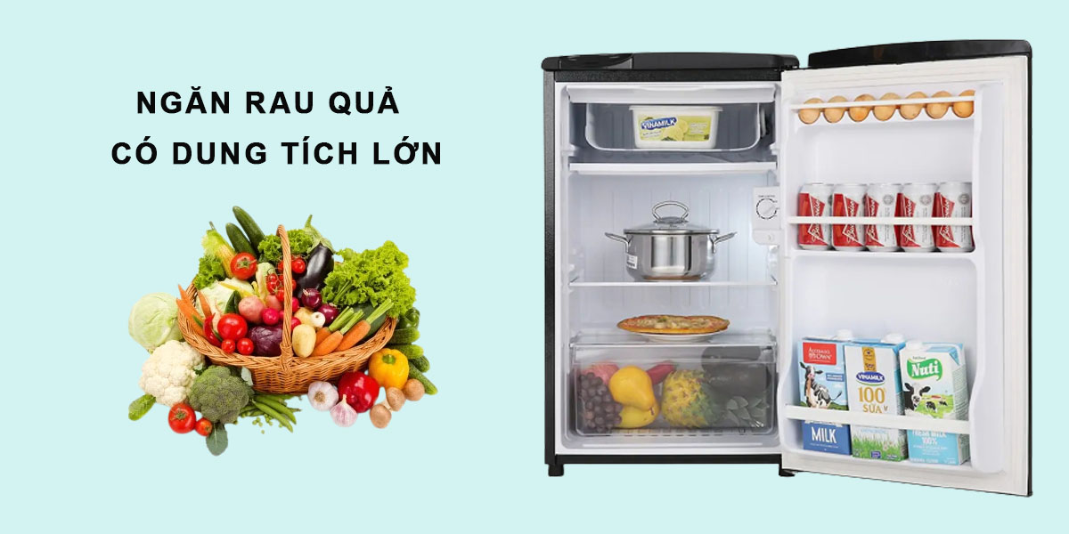 Tủ Lạnh Aqua 90 Lít AQR-D99FA sở hữu ngăn rau quả có dung tích lớn