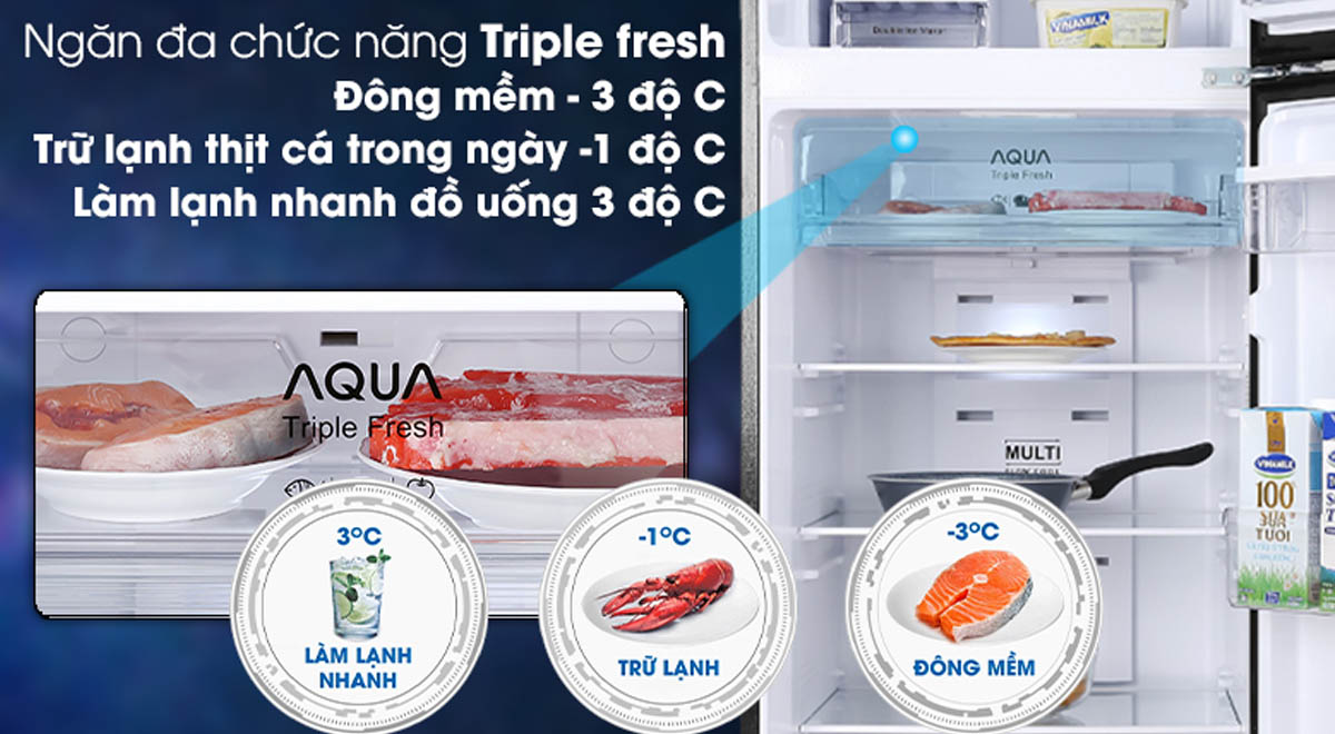 Ngăn đa chức năng Aqua Triple Fresh bảo quản thực phẩm tối ưu