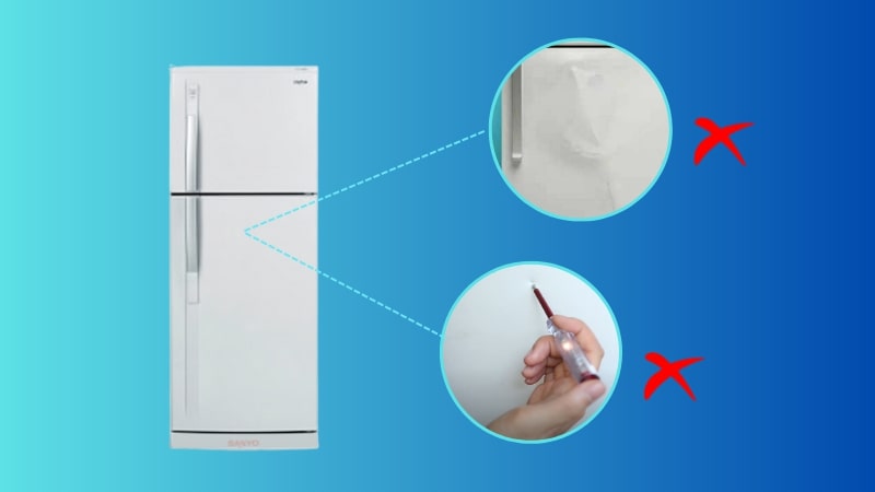 Không nên chọn tủ lạnh bị móp méo, không đảm bảo cách điện tốt