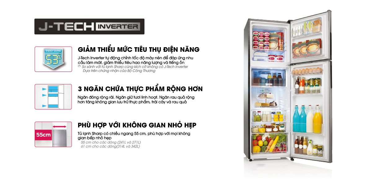 Tủ Lạnh Sharp Inverter SJ-X346E-SL thích hợp với gia đình có 3-4 thành viên