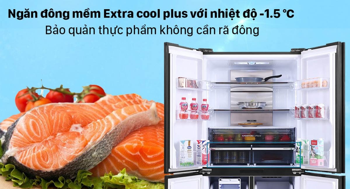 Tủ lạnh Sharp đông mềm thực phẩm với nhiệt độ -1.5°C