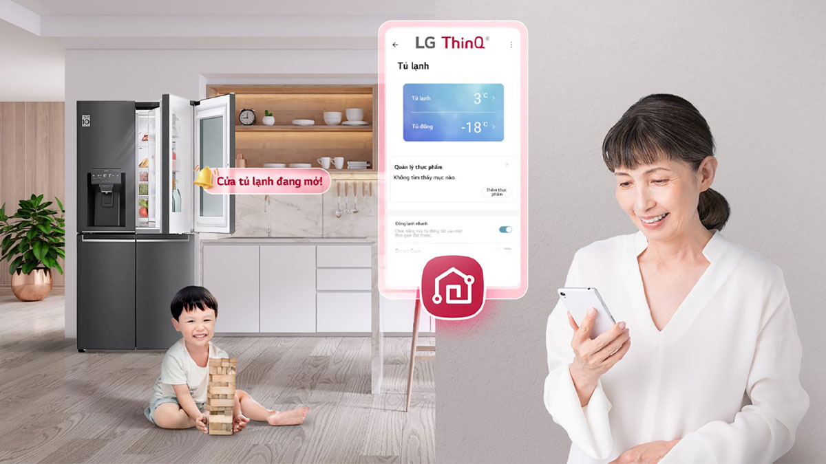 Dễ dàng kiểm soát tủ lạnh thông qua ứng dụng LG ThinQ