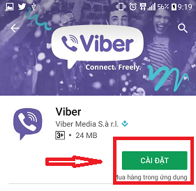 Bạn nhấn vào “Cài đặt” để tải Viber.