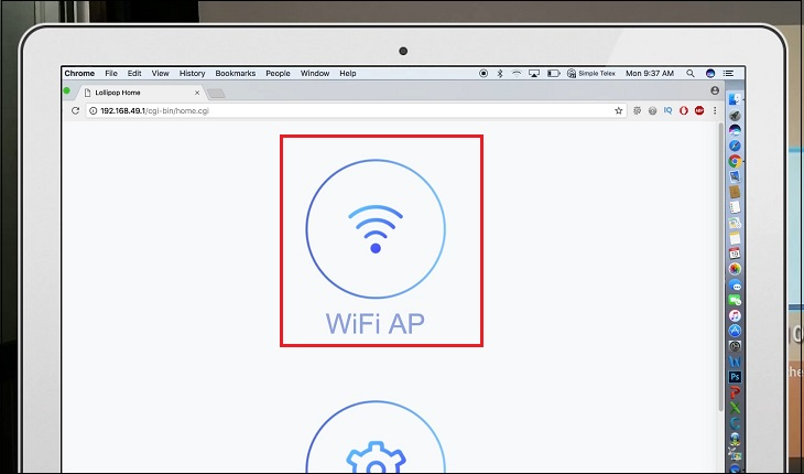 Bạn nhấn vào “WiFi AP” trên màn hình rồi chọn “Scan” để tìm WiFi xung quanh.