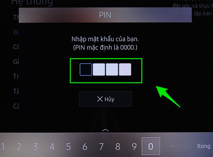 Nhập mã PIN để thực hiện đặt lại Smart Hub.