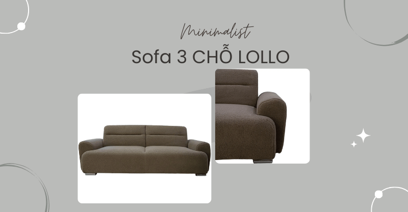 Sofa 3 Chỗ Lollo 1279 Nâu