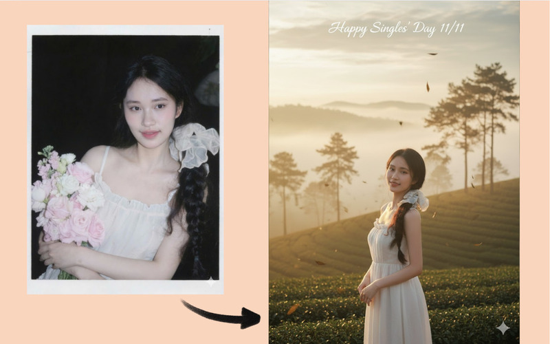 Tạo ảnh 11/11 ở Đà Lạt bằng AI