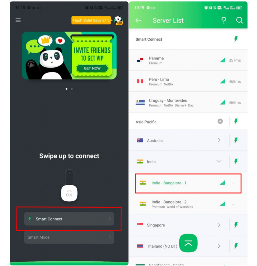 Hãy tải ứng dụng Panda VPN, chọn khu vực Ấn Độ để đăng ký Youtube Premium có mức phí  thấp hơn.