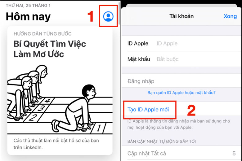 Tạo iCloud mới: \