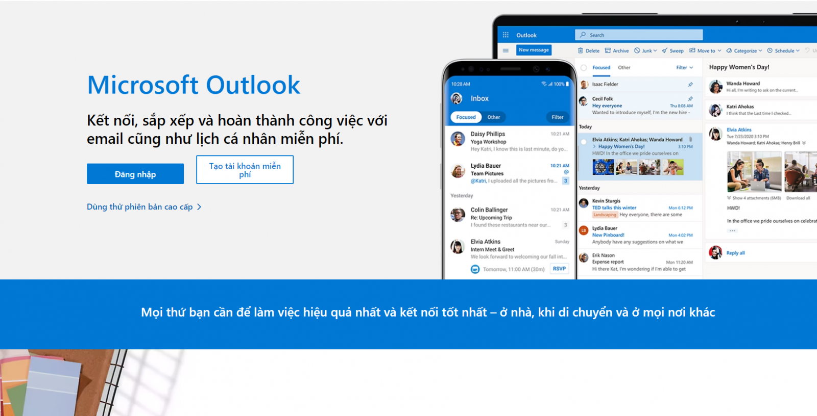 Chọn Tạo tài khoản miễn phí để bắt đầu đăng ký Outlook.