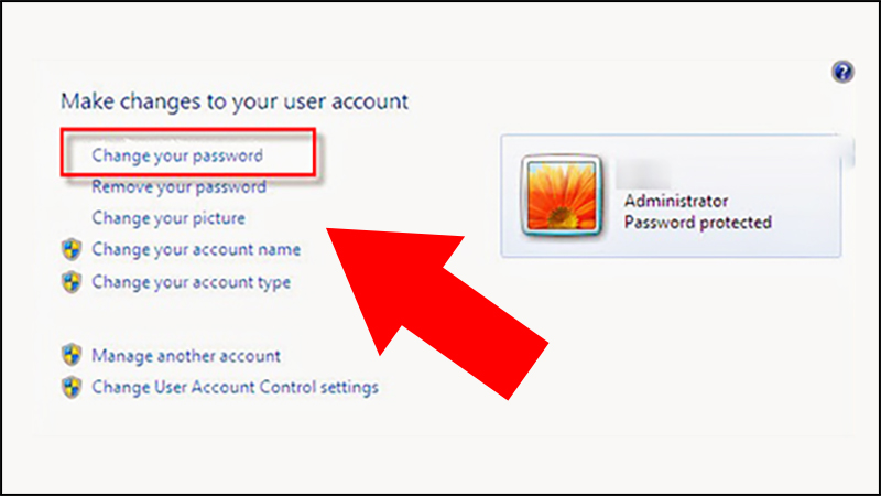 Thay password vô control panel