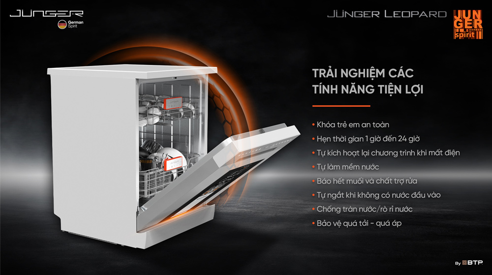 Tính năng tiện lợi máy rửa bát Junger DWJ-140