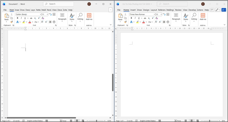 Chia đôi hai tài liệu Word