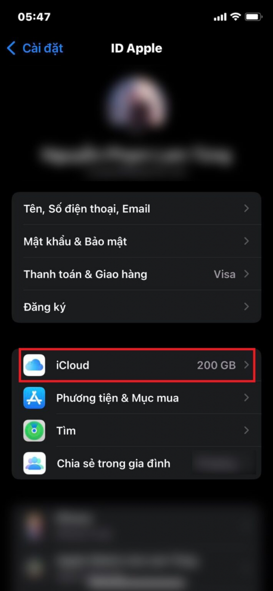 Truy cập iCloud.