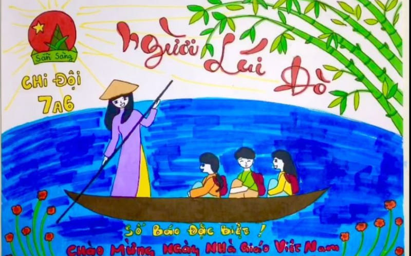 Bức tranh 20/11 chủ đề "Người lái đò"