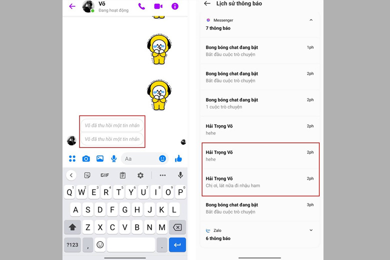 Người dùng có thể xem lại tin nhắn đã thu hồi trên Messenger.